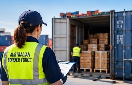 Shipping containers held for inspection at an Australian port